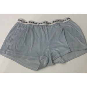 Juicy Couture Velour Lounge Shorts Womens Large Blue Rhinestone Logo Excellent